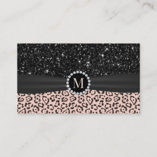 Blush roze leopard Black Glitter Event Planning Visitekaartje