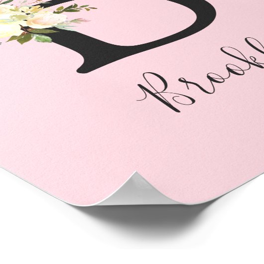 Blush roze letter 'B' Nursery Name Wall Art Poster (Hoek)