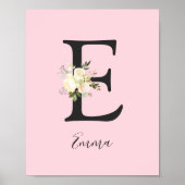 Blush roze letter 'E' Nursery Name Wall Art Poster (Voorkant)