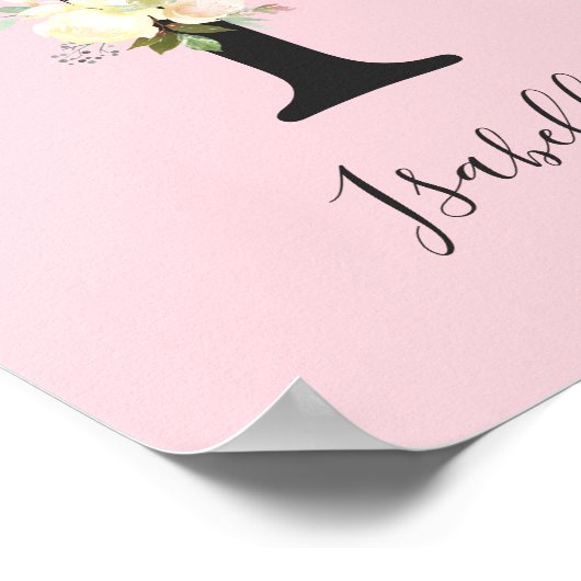 Blush roze letter 'I' Nursery Name Wall Art Poster (Hoek)