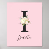 Blush roze letter 'I' Nursery Name Wall Art Poster (Voorkant)