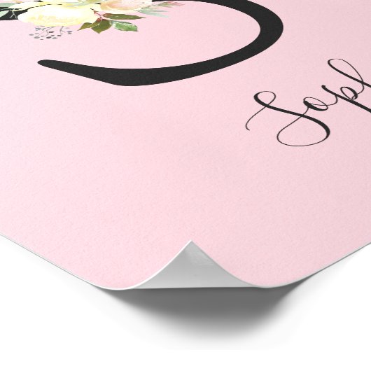 Blush roze letter 'S' Nursery Name Wall Art Poster (Hoek)