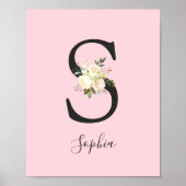 Blush roze letter 'S' Nursery Name Wall Art Poster (Voorkant)