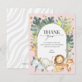 Blush roze leuke safari baby shower bedankkaart (Voorkant / Achterkant)