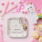 Blush Roze Lichtbruin Beren ballonnen Baby shower Papieren Bordje (Feest)