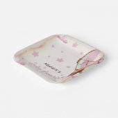 Blush Roze Lichtbruin Beren ballonnen Baby shower Papieren Bordje (Gebogen)