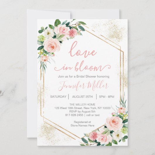 Blush roze liefde in bloem Vrijgezellenfeest Kaart (Voorkant)