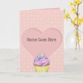  Blush roze liefde - Sweet Behandelt Cupcake Kaart (Gele Bloem)