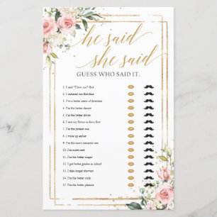 Blush roze lijst met floraal goud zei ze: "Spel