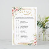 Blush roze lijst met floraalgoud gedurende of onde (Staand voorkant)