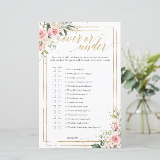 Blush roze lijst met floraalgoud gedurende of onde (Staand voorkant)