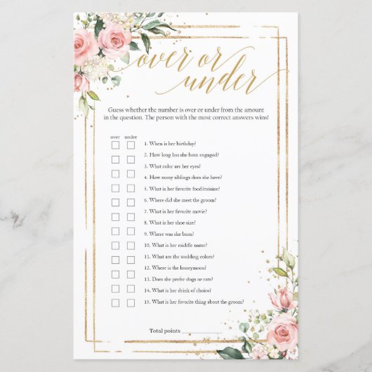 Blush roze lijst met floraalgoud gedurende of onde (Voorkant)