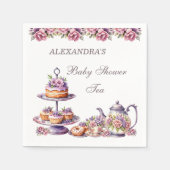 Blush Roze Lila Bloemen Tea Party Baby shower Servet (Voorkant)