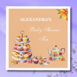 Blush Roze Lila Bloemen Tea Party Baby shower Servet