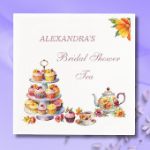 Blush Roze Lila Bloemen Tea Party Vrijgezellenfees Servet