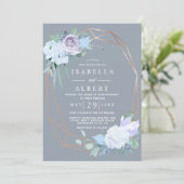 Blush roze lila gouden lila bloemenbruiloft kaart (Staand voorkant)