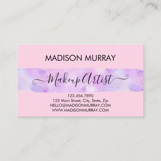 Blush Roze & Lila Paarse Unicorn Monogram naam Visitekaartje (Achterkant)