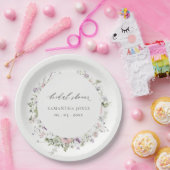 Blush Roze Lila Wilde bloem WreatVrijgezellenfeest Papieren Bordje (Feest)