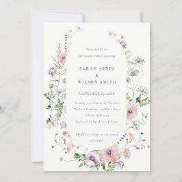 Blush Roze Lila Wilde-bloempauzen Shower Invite Bedankkaart