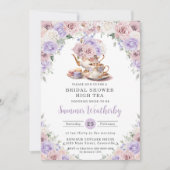 Blush roze Lila witte bloem Vrijgezellenfeest Tea Kaart (Voorkant)