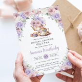 Blush roze Lila witte bloem Vrijgezellenfeest Tea Kaart