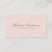 Blush roze linnen chic trendy script visitekaartje (Voorkant)