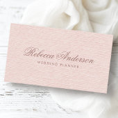 Blush roze linnen chic trendy script visitekaartje