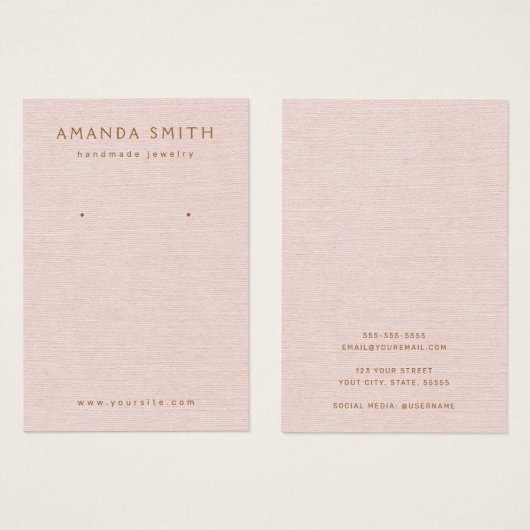 Blush roze linnen lijkt op een oorscherm visitekaartje (Voorkant /achterkant)