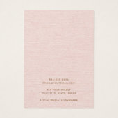 Blush roze linnen lijkt op een oorscherm visitekaartje (Achterkant)