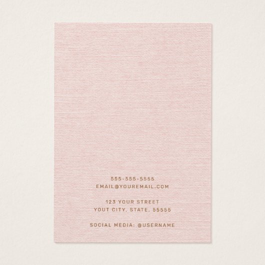Blush roze linnen lijkt op een oorscherm visitekaartje (Achterkant)