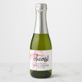 Blush Roze Lint Bruidsfeest  Sparkling Wijnetiket (Voorkant)
