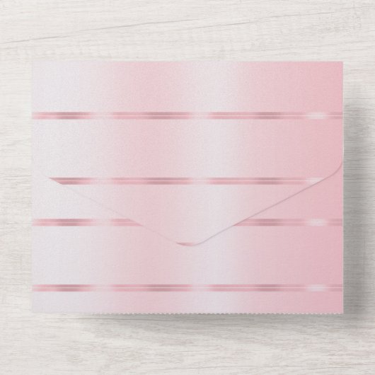 Blush roze lint bruiloft all in one uitnodiging (Achterkant)