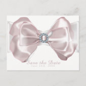 Blush roze lint & diamanten legant Opslaan datum Aankondigingskaart (Voorkant)