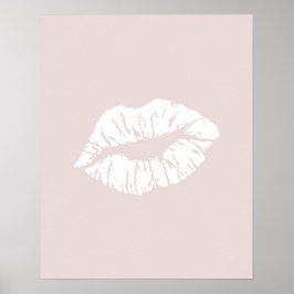 Blush roze lips Kiss Minimal Girl Art Poster