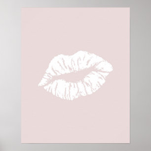 Blush roze lips Kiss Minimal Girl Art Poster