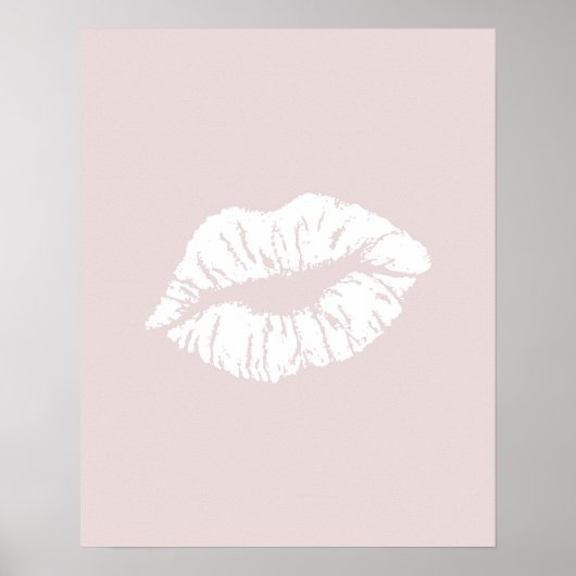 Blush roze lips Kiss Minimal Girl Art Poster (Voorkant)