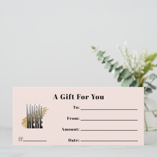 Blush Roze Logo Business Cadeaubon (Staand voorkant)