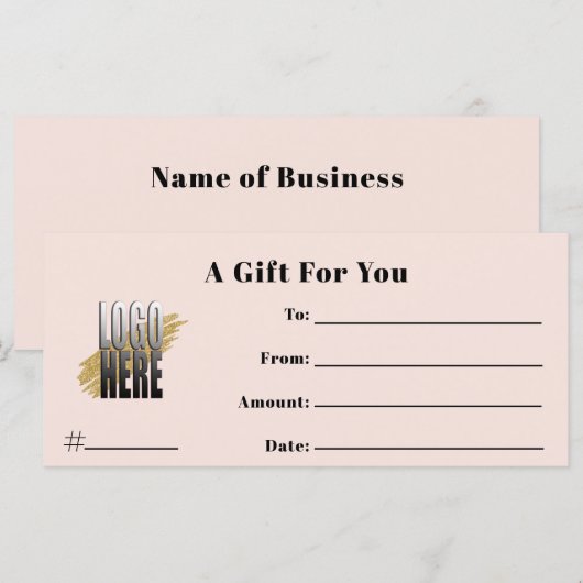 Blush Roze Logo Business Cadeaubon (Voorkant / Achterkant)