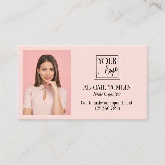 Blush roze Logo en persoonlijke foto's reinigen Visitekaartje (Voorkant)