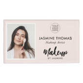 Blush Roze Logo Foto Make-up Naambadge (Voorkant)
