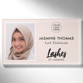 Blush Roze Logo Foto Wimper Technicus Naambadge (Voorkant)