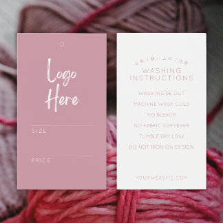 Blush Roze Logo Prijs Wasinstructies Label Visitekaartje