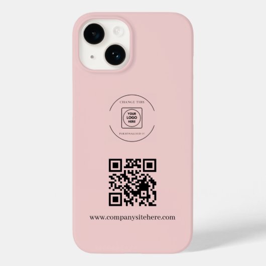 Blush Roze Logo QR Code Zakelijke iPhone Hoes (Achterkant)