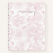 Blush roze losse Waterverf bloemen gepersonaliseer Notitieboek (Voorkant)