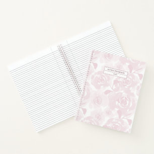 Blush roze losse Waterverf bloemen gepersonaliseer Notitieboek