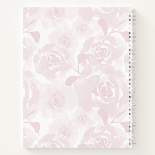 Blush roze losse Waterverf bloemen gepersonaliseer Notitieboek (Achterkant)
