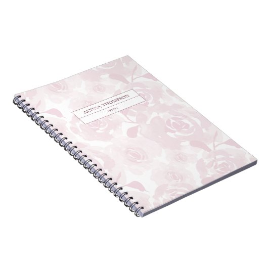 Blush roze losse Waterverf bloemen gepersonaliseer Notitieboek (Rechterzijde)
