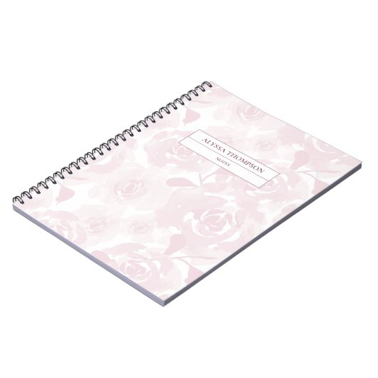 Blush roze losse Waterverf bloemen gepersonaliseer Notitieboek (Linkerzijde)