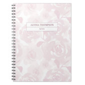 Blush roze losse Waterverf bloemen gepersonaliseer Notitieboek (Voorkant)