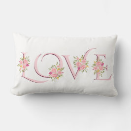Blush roze Love typografie rozen Valentijnsdag Kussen